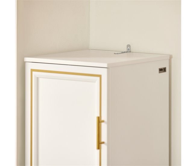Armario Alto de Baño con 1 Puerta y 1 cesto BZR87-W SoBuy Blanco