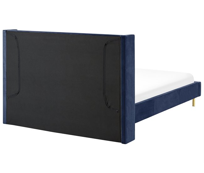 Beliani Cama Terciopelo VILLETTE 165x222 Azul Marino