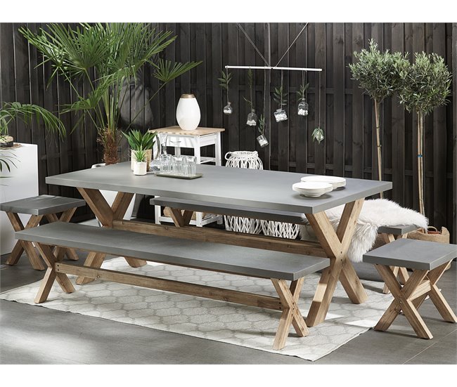 Beliani Mesa de jardín OLBIA 100x200 Gris