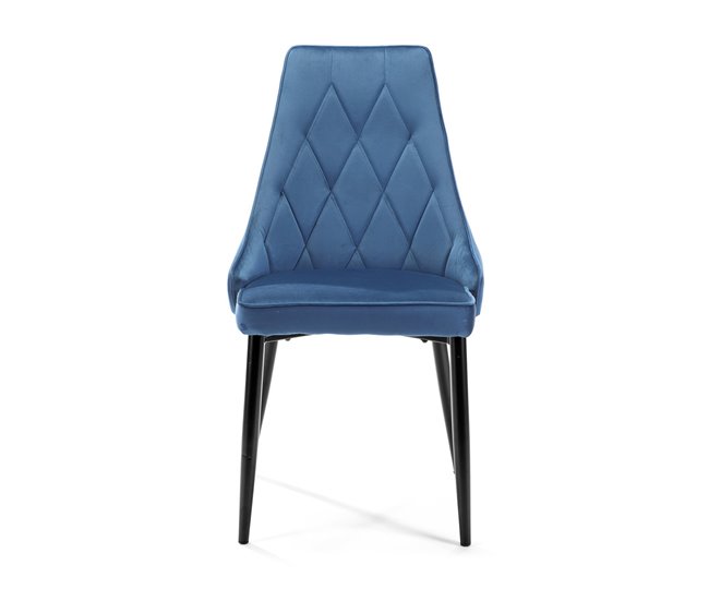 4x Silla tapizada capitoné de terciopelo SJ.054 Azul Marino