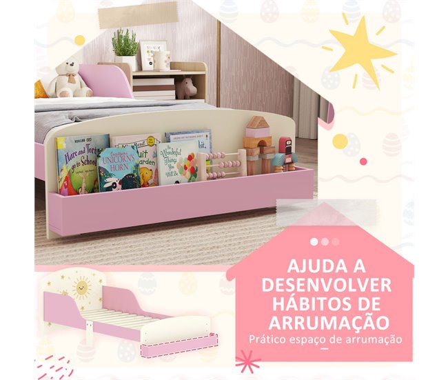 Cama Infantil MDF, Contrachapado AIYAPLAY 150x77 Rosa