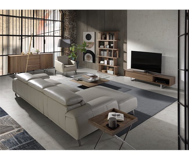 ANGEL CERDA Sofá chaise longue piel vacuno izquierda Gris
