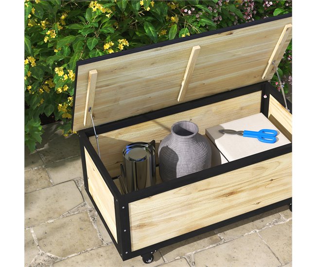 Baúl de Exterior Madera de Abeto, Acero Madera Marron