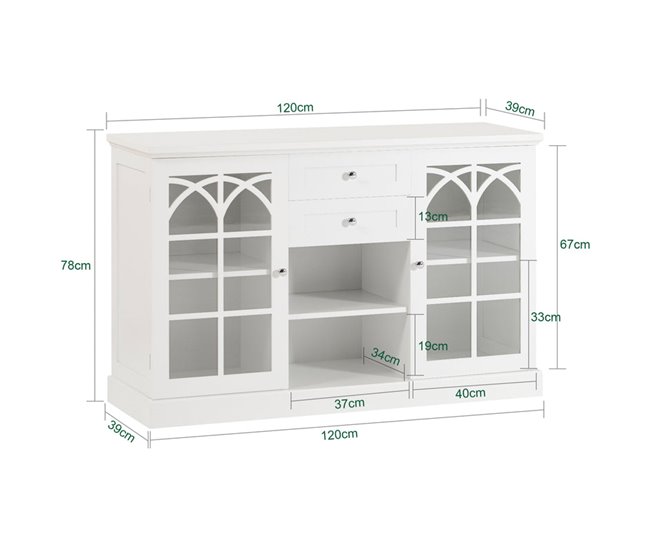 Aparador Cocina con 2 Puertas y 2 Cajones FSB79-W SoBuy Blanco