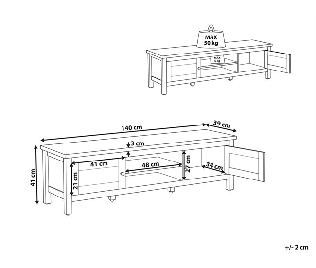 Beliani Mueble TV ATOCA Blanco/ Beige