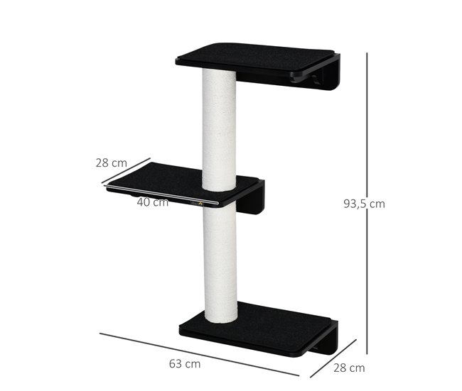 Árbol para Gatos MDF, Yute, Poliéster, PP PawHut Negro