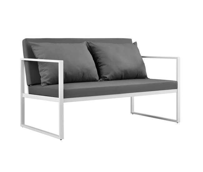 [casa.pro] set de muebles de jardín 2 x sillas sofá mesa Blanco
