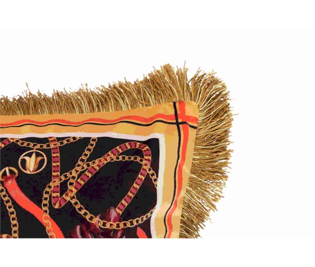 Cojin Velvet Relleno Plumas Con Flecos Multicolor