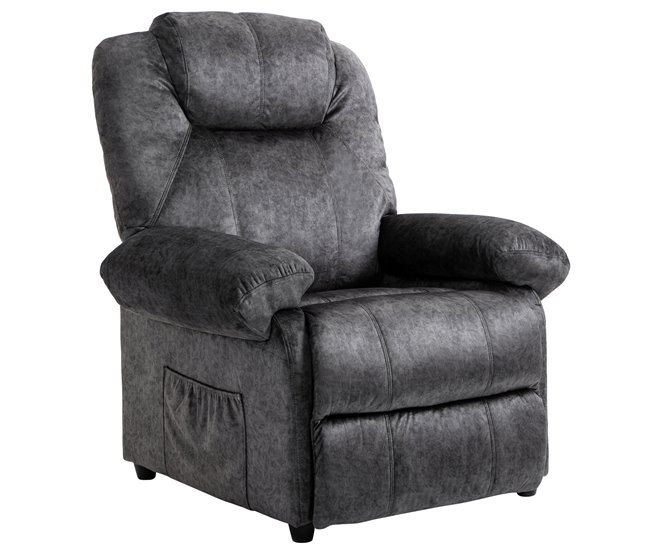 Sillón Relax Reclinable Poliéster, Espuma, Metal HOMCOM Negro