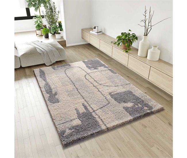 Alfombra shaggy abstracta HELIA - ATTICGO 80x150 Plateado