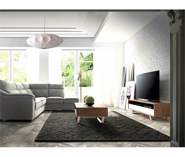 ANGEL CERDA Mueble TV nogal y blanco Nogal