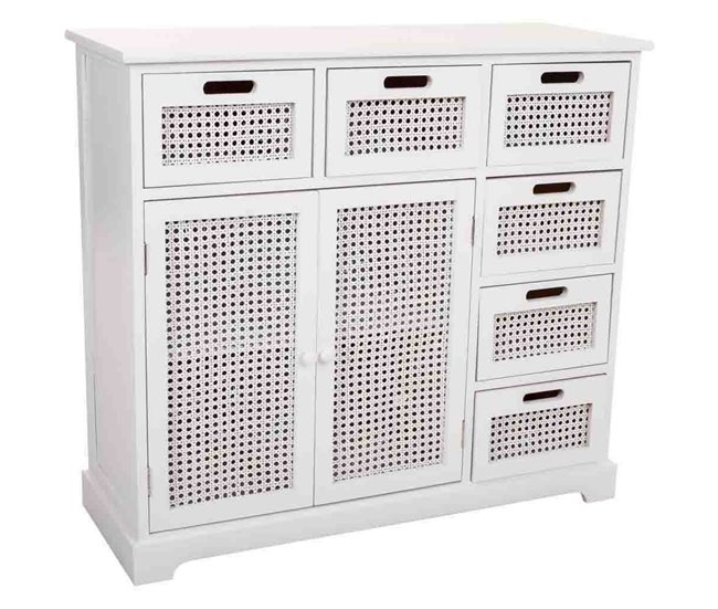 Aparador de madera y rejilla Blanco