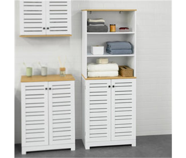 Mueble Columna de baño con 5 Estantes BZR44-W SoBuy Blanco