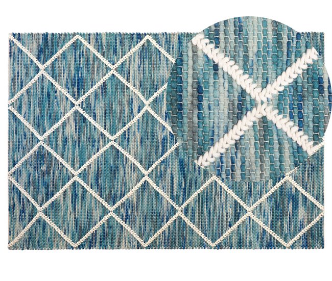 Beliani Alfombra de pelo corto BELENLI 140x200 Azul Claro