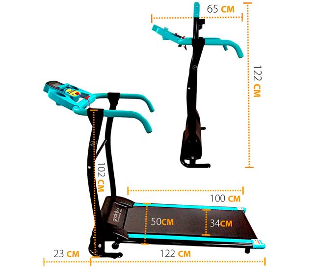 Cinta de Andar 12 Programas Eléctrica, Plegable, Motor 1000 W. Gridinlux Azul/ Verde