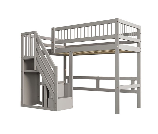 Cama alta para niños 142x205 Gris