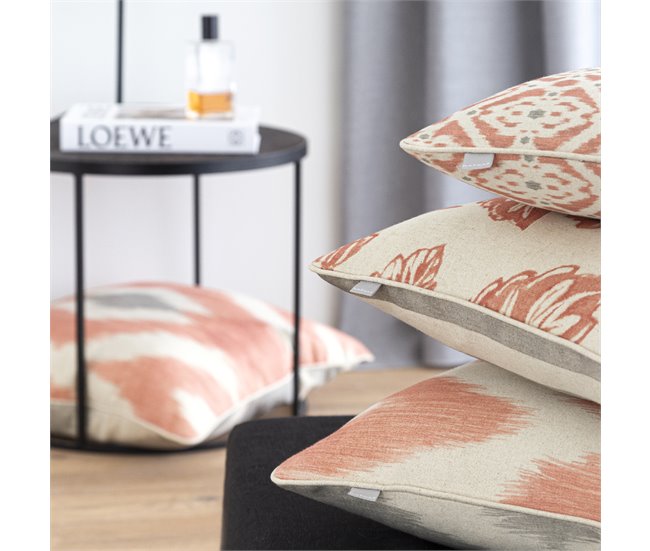 2 Fundas de cojín decorativo 85% algodón 15% lino FORMENTERA COORD Rosa