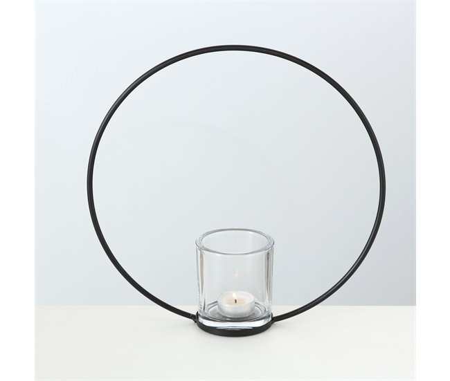 Porta velas meta negro RUMBA 30cm Negro