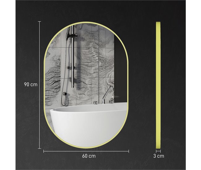 Espejo de Baño Vidrio, Aleación de Aluminio HOMCOM, hogar - baño Dorado