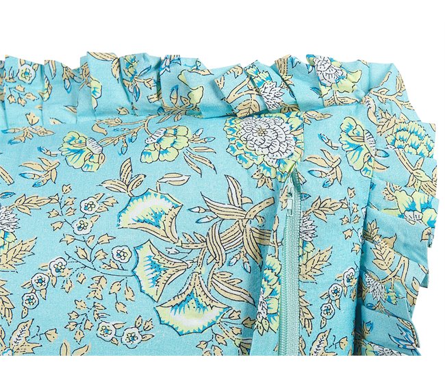 Beliani Cojín decorativo AMOENA Turquesa