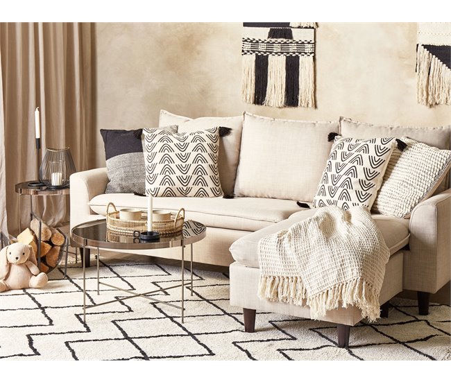 Beliani Cojín decorativo MAYS Blanco/ Beige