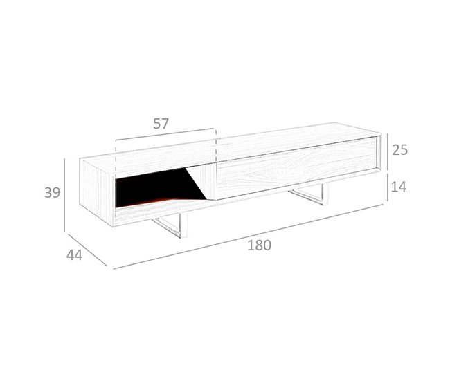 ANGEL CERDA Mueble TV nogal y acero cromado Nogal