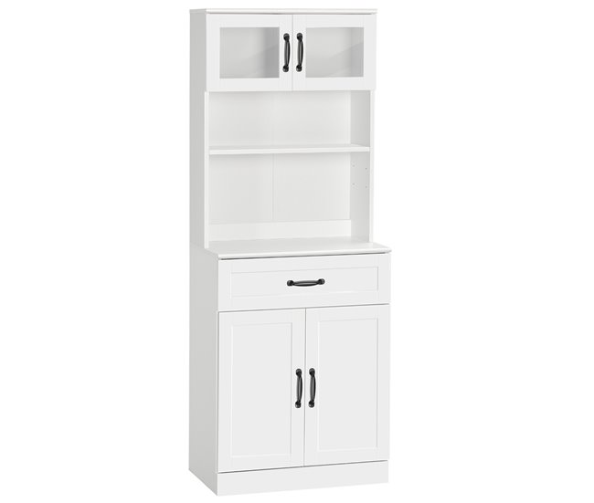 Alacena de Cocina MDF, Vidrio Templado HOMCOM, hogar - cocina Blanco