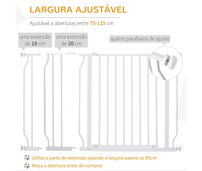 Barrera de Seguridad de Perros Acero, ABS PawHut Blanco
