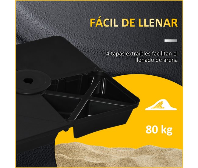 4 Pesos para Base de Sombrilla PP Outsunny 89x89 Negro