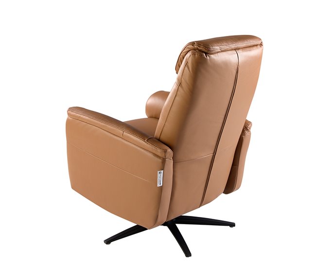 Sillón relax giratorio tapizado en piel Marron