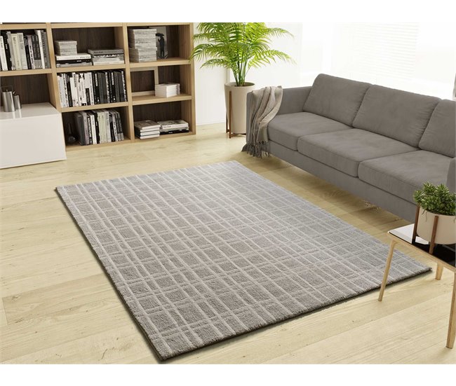 Alfombra con diseño geométrico y relieve CALEDONIA - ATTICGO 80x150 Crema
