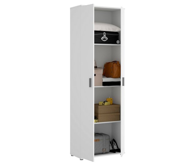 Armario multiusos 2 puertas efecto madera Blanco