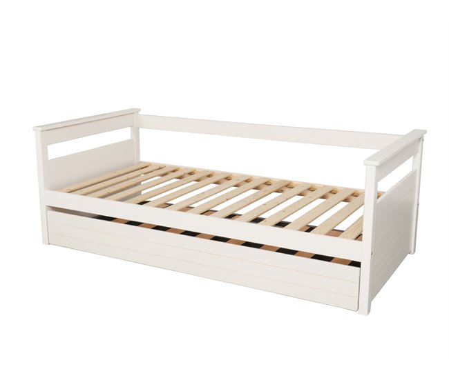 Cama nido 90x190 con somier DUPLEX Blanco