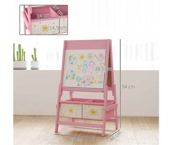 Caballete Infantil MDF, Madera de Pino AIYAPLAY Rosa