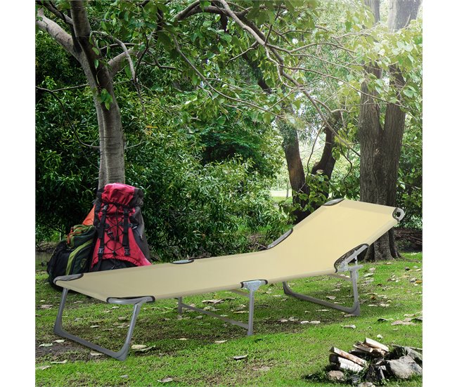 Tumbona Plegable Tela Oxford, Metal Outsunny Crudo