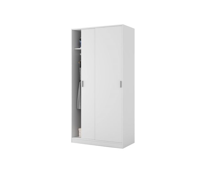 Armario 2 puertas efecto madera 100 Blanco