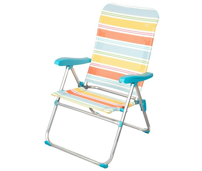 Aktive silla playa plegable aluminio 5 posiciones antivuelco Multicolor