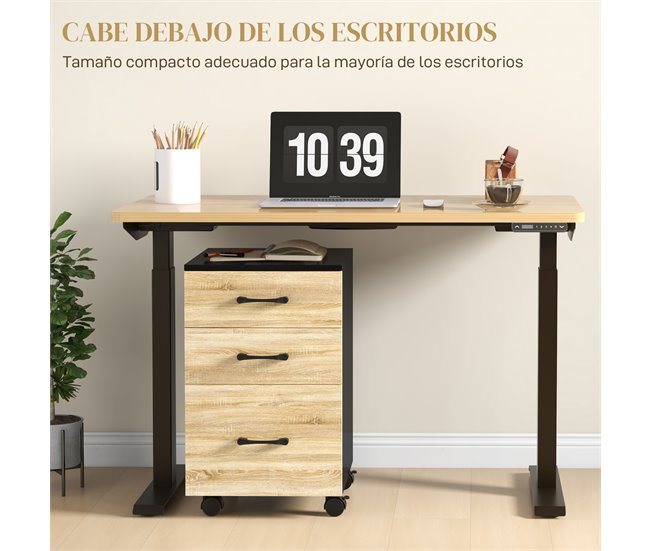 Cajonera de Oficina Melamina de Madera HOMCOM Marron