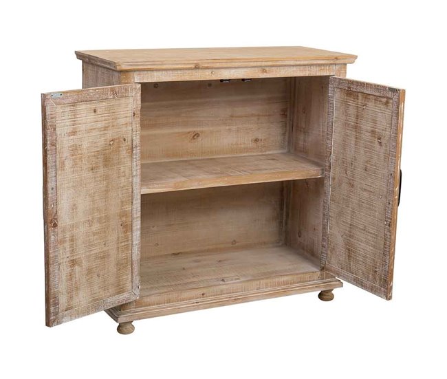 Aparador de madera y cristal de 2 puertas Marron