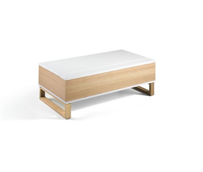 Mesa de Centro Rectangular - Modelo ROYAL Natural/ Blanco