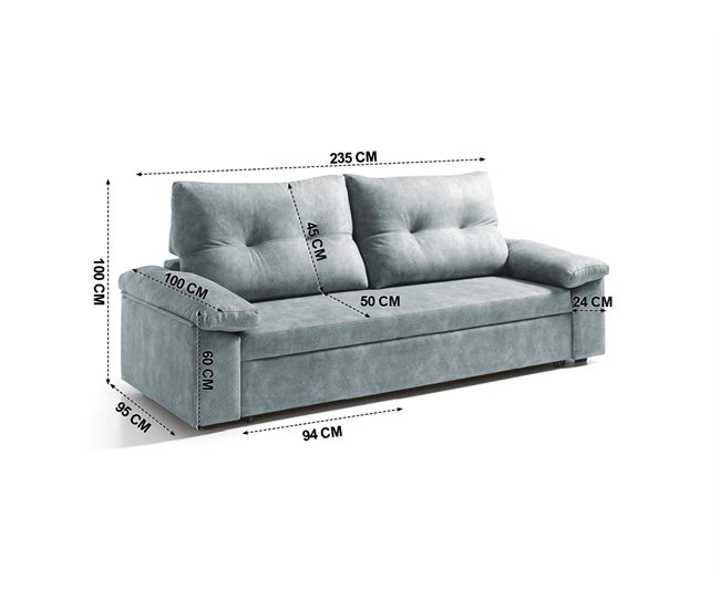 Sofá cama MIXX con almohadas de respaldos Gris