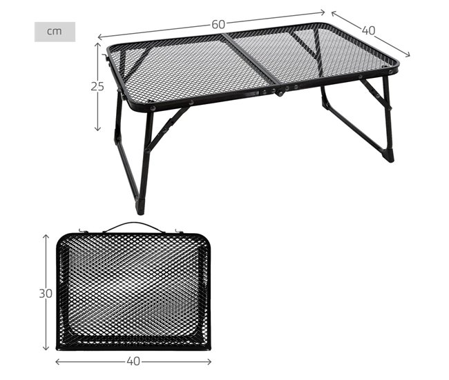 Aktive Mesa plegable camping maletín antivuelco y ultraligera para barbacoa Negro