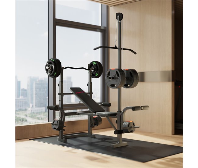 Banco de Pesas Acero, Cuero Sintético SPORTNOW Negro