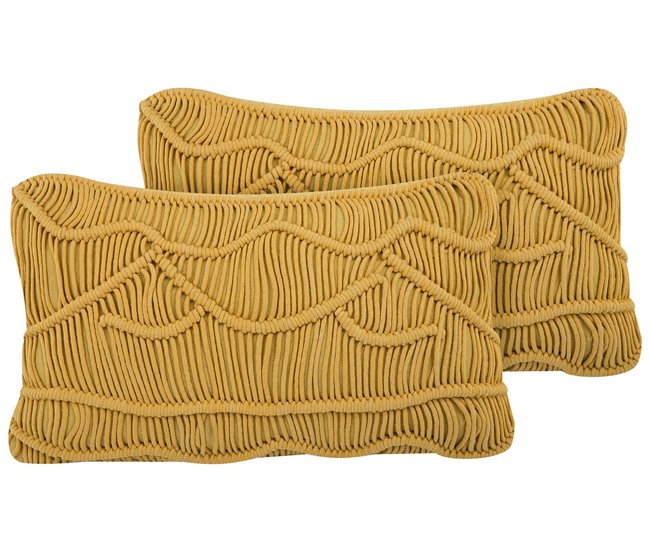 Beliani Cojín decorativo KIRIS Mostaza