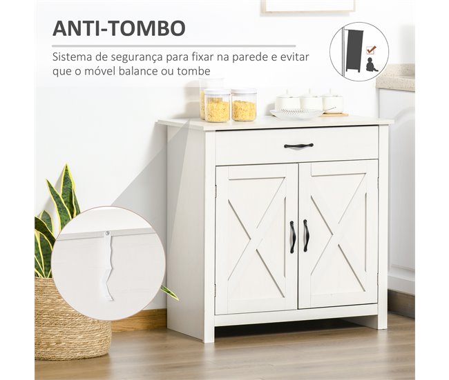 Aparador de Cocina MDF, Melamina de Madera HOMCOM, hogar - cocina Blanco