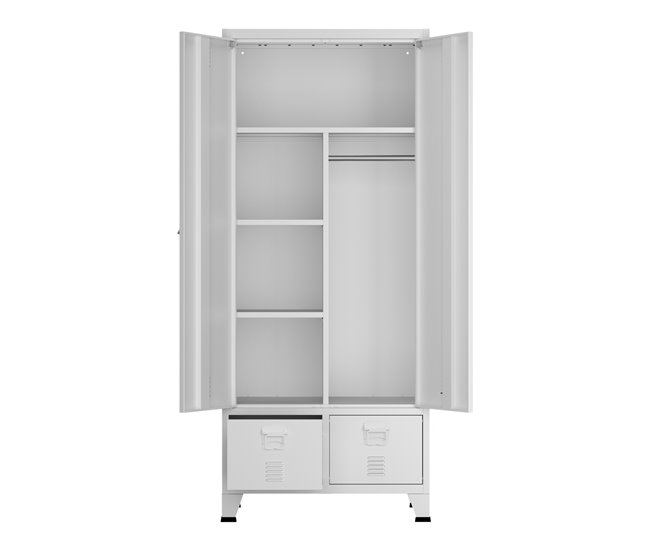 Armario Ropero Hankasalmi (2 puertas 1 perchero 4 compartimento 90 Blanco