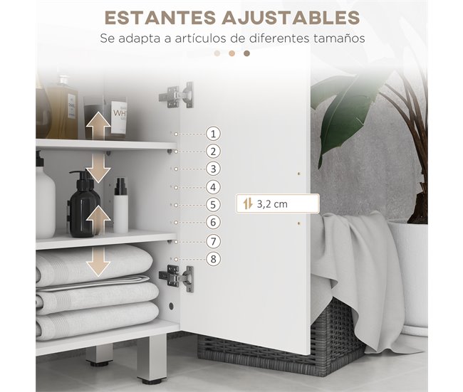 Mueble Auxiliar Baño Melamina de Madera kleankin Blanco