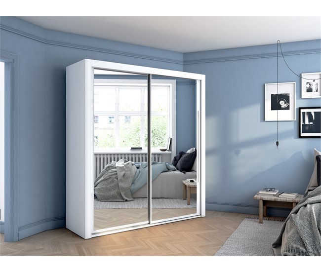 Armario KYROS 2 puertas correderas con espejo Blanco