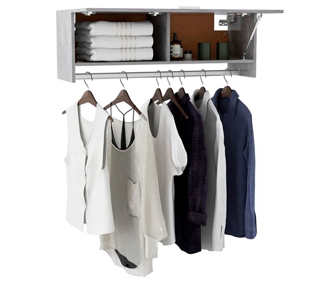 Armario compacto Apolo  puerta +  barra para colgar  hormigón 100 Gris