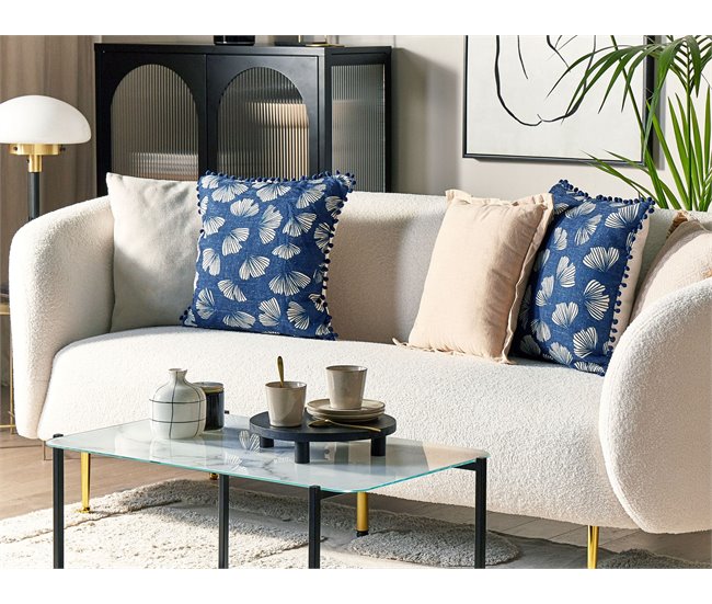 Beliani Cojín decorativo DANDELION Azul